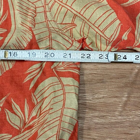 Royal Robbins Hawaiian Aloha M Shirt Bamboo Bird Of Paradise Taro Leaves Orange - Picture 4 of 13